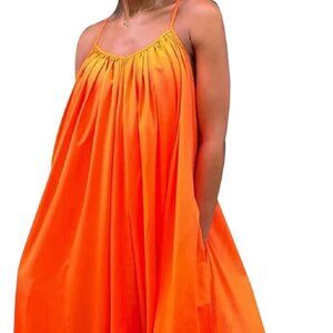 Adogirl Women's Sexy Spaghetti Strap Sleeveless Ruched Ruffle Hem Bandage Oversi